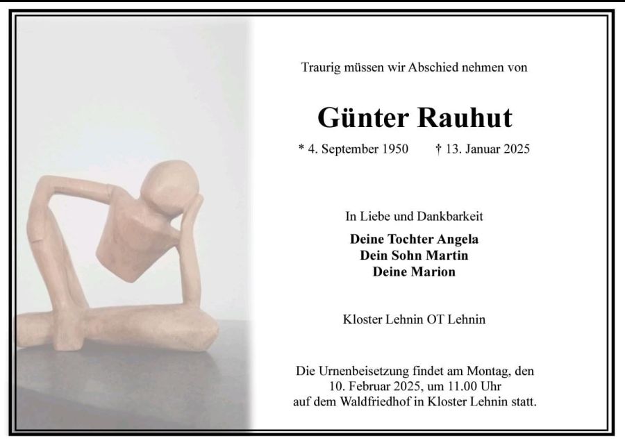 Traueranzeige für Günter Rauhut